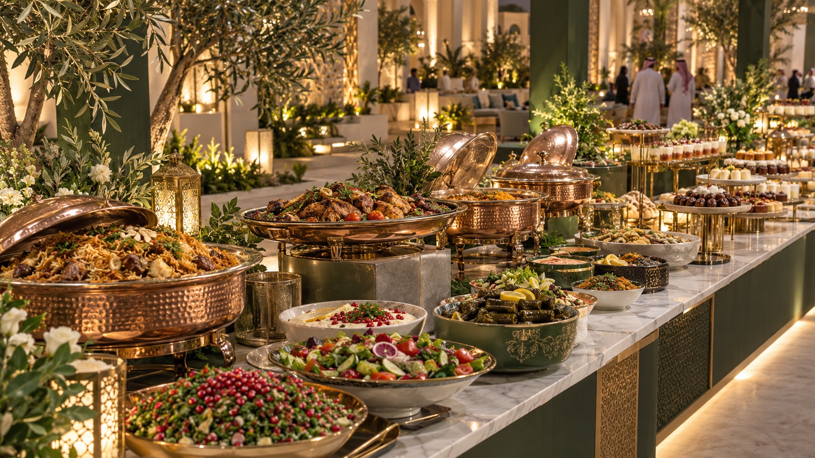 Visual concept of an open buffet arranged for a private occasion